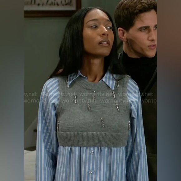 NWT! Anthropologie Maeve Embellished Crop Vest & Buttondown Twofer Top - 🐬🧢 - Picture 5 of 7